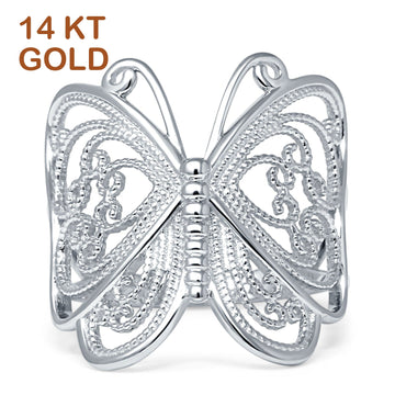 14K White Gold Filigree Design Butterfly Fashion Wedding Engagement Ring Wholesale